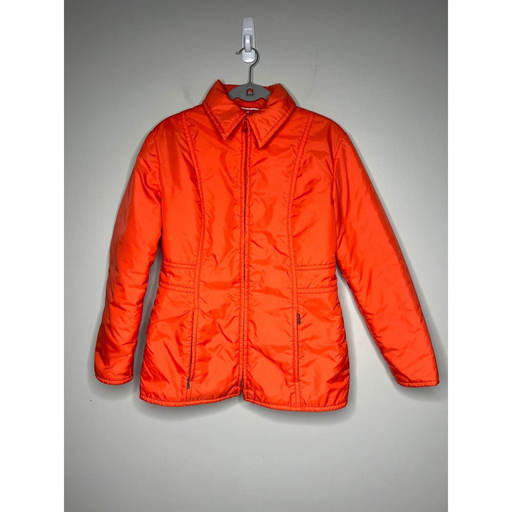 VTG White Stag ActionSports Neon Orange Puffer Jacket Womens L Nylon Retro Ski